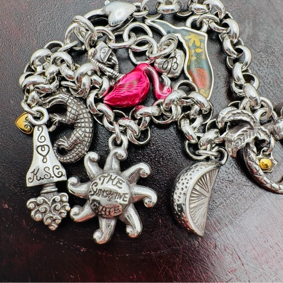 Brighton Retired Florida Charm Bracelet Flamingo Sun Alligator - Picture 9 of 11